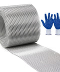 5 Inch Gutter Guard Roll With Gloves Bundle For Gutters, Aluminum Leaf Filter Protection, 50 Feet Long, Rustproof Heavy Duty Debris Shield