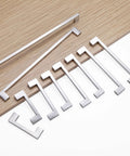 Square Drawer Pulls Two Pack Stainless Steel Cabinet Handles For Kitchen And Home Furniture, Seven Inch Total Length displayed on wood