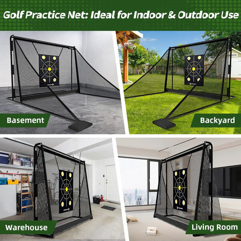 Heavy Duty Golf Hitting Net With Side Barriers For Real Balls Driving Practice Indoor Outdoor Ball Return System in various settings