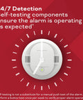 2 In 1 Smoke And Carbon Monoxide Detector With AA Battery Powered And LED Warning Light Indicators 1 Pack 24 7 Self Testing For Continuous Protection And Easy Setup For Quick Fire And CO Alerts At Home on red background