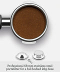Fully Automatic Oracle Jet Espresso Machine With Auto Microfoam Steamer And Custom Cold Brew Options for 58 mm stainless steel portafilter with coffee.