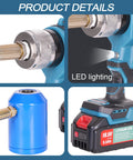 EZ8 Battery Hydraulic Knockout Punch Kit with Eight Ton Capacity and LED lighting detail featuring battery and hydraulic components