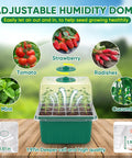 Self Watering Seed Starter Tray Kit With Grow Light And Humidity Dome showcasing adjustable dome and plant options