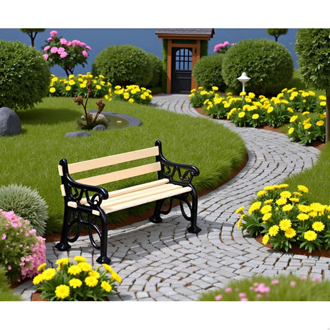 1/24 Scale Miniature Park Bench For Dollhouses, Totally Realistic Outdoor Garden Decor Kit with detailed backrest and armrests
