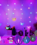 120 LED Butterfly Curtain Fairy Lights Lit USB Powered 6M 19.7ft With Remote Timer 8 Modes Waterproof Indoor Outdoor Decor for Kids Bedroom Christmas Wedding Party Dorm Multicolor hanging on wall