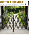 Beefy Pro Heavy Duty Expandable Steel Safety Gate With Smooth Glide Casters Mobile Scissor Safety Barrier for Construction Zone lockdown open in garden.