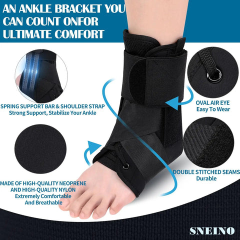 Ultimate 360 Degree Ankle Support Brace For Men And Women Lace Up Neoprene Ankle Wrap For Sprains Achilles Tendon Injury