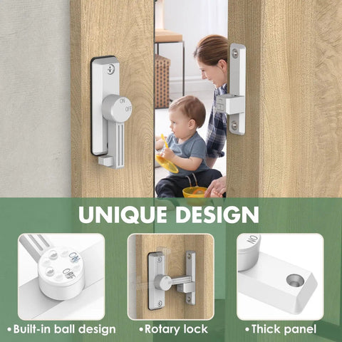 Heavy Duty Sliding Barn Door Lock And 90 Or 180 Degree Flip Latch In Sleek White Zinc Alloy, Rock Solid Security Hardware For Interior Doors Featuring No Fuss Setup And A Tight Grip, Pack Of Two Pieces Ready To Roll