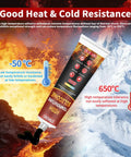 High Temperature Silicone Sealant For Ovens And Microwaves Black Heavy Duty Heat Resistant Adhesive Fast Curing Waterproof And Insulation Two Pack 3.53 Oz Per Tube with heat resistance illustration