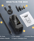 Cordless Tire Inflator Portable Air Pump With LED Light And Smart Digital Gauge, 150 Psi, accessories included