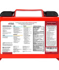 Side view of red Be Smart Get Prepared OSHA/ANSI first aid kit; case with black latches and handle, label visible.
