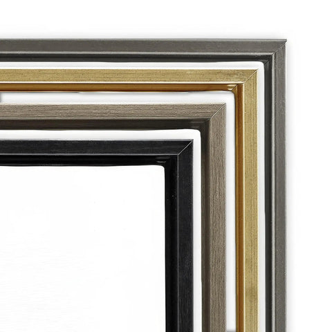 Close-up of Measure Equivalents Cheat Sheet Wall Art Design By Lettered And Lined Grey Floater Frame Ready To Hang No Hardware Required Zero Hassle Setup 16 By 20 Canvas Art corner details. Multiple frame colors shown.