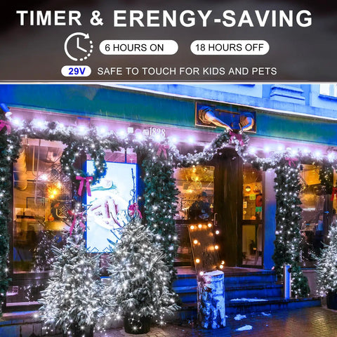 403Ft 1000 LED Outdoor Christmas Lights With 8 Modes And Timer Waterproof Green Wire Fairy String Lights on shopfront