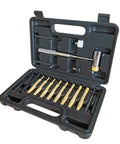 Open case showing Pro Grade Interchangeable Punch Set With Four Head Hammer For Gunsmithing And Maintenance Includes Brass Steel And Nylon Punches