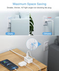 Ultra Slim Flat Plug Power Strip With USB Ports, Five Foot Extension Cord, Three AC Outlets And One USB C behind couch