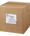 Pro Grade Printable Shipping And Mailing Labels Featuring Sweet Sure Feed Tech For Laser Printers With Trueblock Total Coverage to hide old tags on a cardboard box.