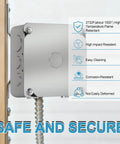 Built Tough 4 Inch Square Metal Electrical Box Covers Set Of 6 With One Half Inch Knockout And Angled Mounting Slots For Easy Flush Install On Standard Junction Boxes on mounted metal box cover