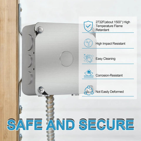 Built Tough 4 Inch Square Metal Electrical Box Covers Set Of 6 With One Half Inch Knockout And Angled Mounting Slots For Easy Flush Install On Standard Junction Boxes on mounted metal box cover