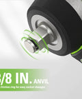 Close-up of 3/8 inch anvil with friction ring from 24V Brushless Cordless Three Eighths Inch Impact Wrench A Real Workhorse With 150 Foot Pounds Torque Ultra Compact And Lightweight Quick Change Anvil Includes 2Ah Battery And Compact Charger.