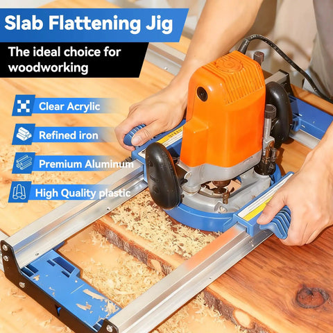 Flat Sled System for Precise Router Trimming and Planing, Adjustable Setup for Home DIY Woodworking, Durable Aluminum Rails