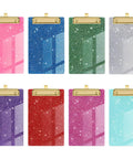 8 Piece Glitter Mini Clipboard Set With Gold Low Profile Clips, Slim Acrylic Clipboards In Assorted Colors, Pocket Memo Organizer For Nurses, Office And Everyday Work Tasks. eight glitter acrylic mini clipboards in assorted colors