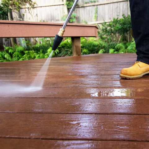 Turbo Spray Nozzle for Pressure Washers Up to 4000 PSI with Quick Connect Fitting, 0 Degree Tip, cleaning wooden deck