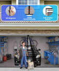 Magnetic Garage Screen Door For Two Cars 18x7 Feet With Retractable Fiberglass Mesh displayed on a garage with car and dog