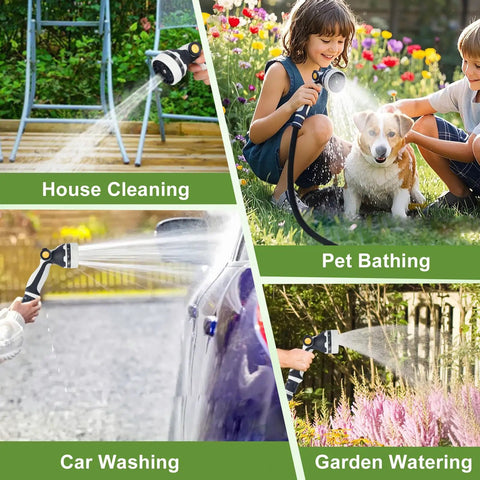Workhorse Retractable Garden Hose Reel With 60 Ft 1/2 Inch Hose And 10 Pattern Sprayer in use for cleaning and watering