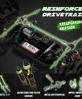 Brushless 1/10 Scale RC Car For Adults With 4x4 All Terrain Off Road Beast drivetrain and metal components highlighted