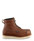 Wingshooter ST Waterproof 6 Inch Non Metallic Safety Toe Work Boot For Men Amber 7.5 EE Wide Slip Resistant Hunting And Work Boot Tough As Nails ASTM F2413-18 CSA Certified, side view of brown leather lace-up with light sole