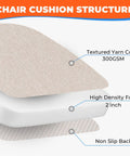 Ultra Plush D Shaped Chair Cushions For Dining Chairs With Removable Washable Covers And Ties All Day Comfort cross-section view