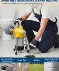 Hella Powerful 500W Electric Drain Auger Machine With 66 Feet Heavy Duty Steel Cable And Pro Sewer Snake Pipe Unclogger in use