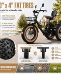 Folding Three Wheel Electric Trike For Adults 750W 48V Fat Tire 25MPH with 20 x 4 fat tires