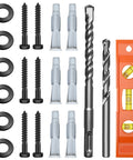 TV Wall Mount Screws Kit 23-Pack Heavy Duty M8x65mm Lag Bolts With Washers, Drywall Anchors, Drill Bits, Bubble Level for mounting
