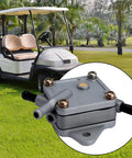 Golf Cart Fuel Pump For EZGO 295cc 350cc TXT And Medalist 4 Cycle Models 1994 Up shown with golf cart on grass