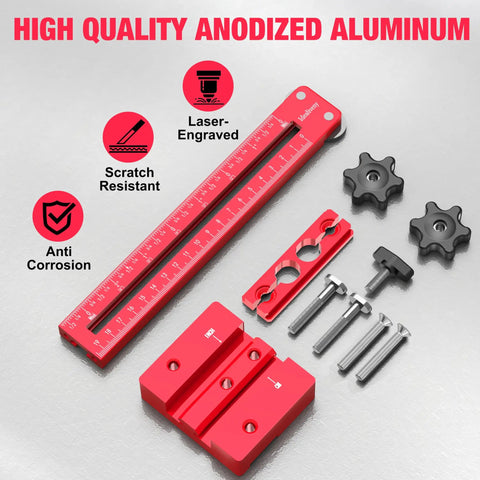 Premium Thin Rip Jig Guide For Table Saw Band Saw And Router Table Cuts Like Butter With Wide Adjustable Slide Rail System and components.
