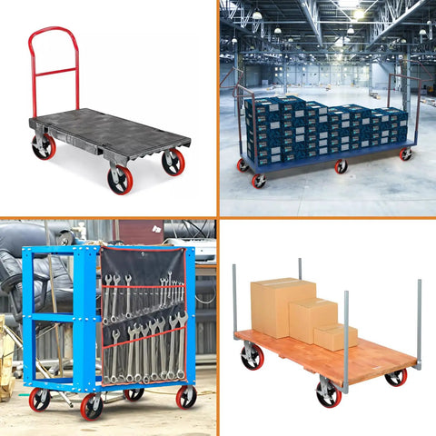 Heavy Hitter 8 Inch Industrial Casters Set Of Four Boss Level 6000 Pound Capacity Tough Polyurethane Tread Rollers for rolling carts.