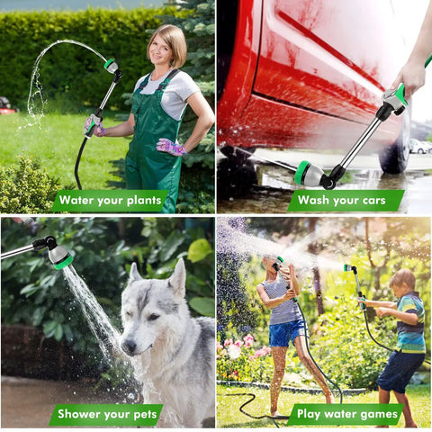 Heavy Duty Metal Watering Wand for garden hoses, watering plants, washing car, spraying dog, children playing with 7 spray patterns.