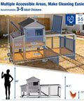Mobile Chicken Coop With Run And Wheels, Beefy Outdoor Hen House On Wheels, Duplex Chicken Cage With Slide Out Tray And Waterproof Roof