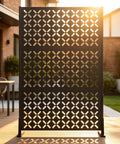 Heavy Duty Outdoor Privacy Screen Freestanding Portable Metal Panels For Deck Balcony Garden And Indoor Use 72 Inch High 46 Inch Wide With Stand Creates Immediate Privacy And Simple Room Dividers on a patio