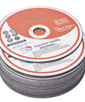 Stack of Six Inch Cut Off Wheel Set 0.045 Inch Thick Seven Eighths Inch Arbor 100 Pack For Metal And Stainless Steel Cutting Discs