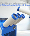 Heavy Duty Portable Spot Cooler With Twenty Two Thousand BTU Industrial Air Conditioner showing flexible air hoses for cooling.