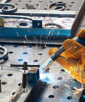 Heavy Duty Welding Fixture Set With T-Handle Clamps And 2 Fixtures Plus 12 Pins For 5/8 Inch Welding Tables, welding in process