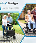 2 In 1 Folding Rollator Walker And Wheelchair Combo With Brakes For Seniors Aluminum Mobility Aid demonstrating versatility outdoors