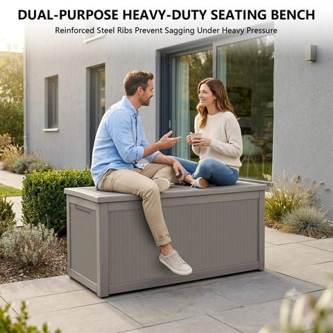 Mega Roomy Waterproof Outdoor Deck Box For Backyard Patio 320 Gallon Massive Weatherproof Garden Stash Holds Couch Cushions And Lawn Tools With Zero Hassle Smooth Space Saving Upgrade