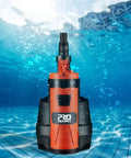 Beast Mode Heavy Duty 1HP Sump Pump With 3500GPH Flow for Pools, Ponds, and Basements submerged in water demonstrating operation