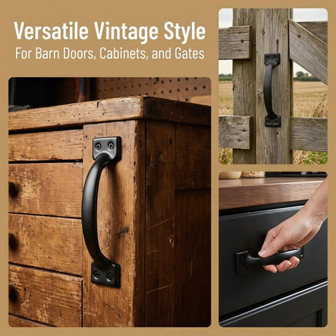 Matte Black Gate Handles Set Of 10 5.5 Inch Barn Door Pulls For Cabinets, Drawers, Fences, And Outdoor Use Screw On Hand Grips With Rustic Farmhouse Style For Kitchen Hardware