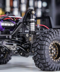 Close-up of 59mm Long Threaded RC Shocks Oil Dampers Upgrade For TRX4M TRX4MT 1/18 Crawler, Aluminum Bodies in grey.