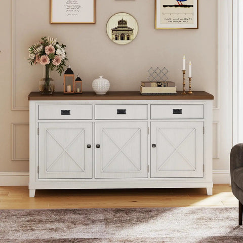 White sideboard with Six Piece Matte Black Drawer Pulls With Backplates For Dresser And Cabinet Doors 3 Inch Center To Center