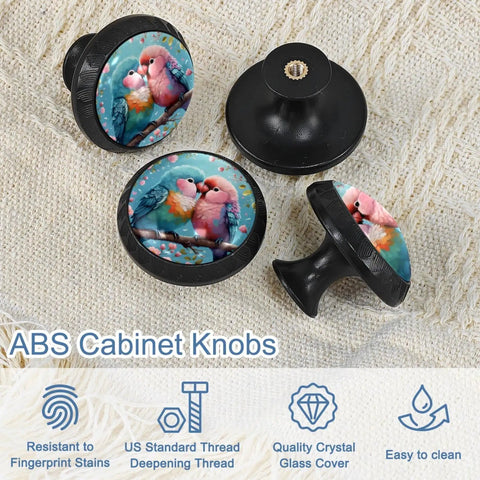 Top Shelf 4 Pack Cute Bird Cabinet Knobs And Drawer Pulls Featuring Slick Crystal Glass Finish And Hella Sturdy Rust Proof Hardware For Kitchen Cupboards Dressers And Wardrobes That Truly Vibe With Your Space - close-up of bird design on ABS cabinet knobs.